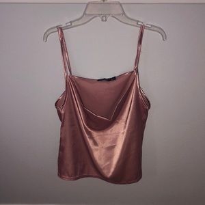 Pink satin tank top
